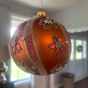 Large Orange Glass Ornament - no box